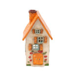 Domek ceramiczny na świeczkę – Pomarańczowy dach 2