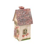 Domek ceramiczny na świeczkę – Różowy dach (2)