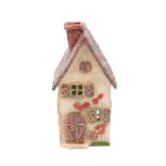 Domek ceramiczny na świeczkę – Różowy dach