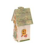 Domek ceramiczny na świeczkę – Zielonkawy dach (2)
