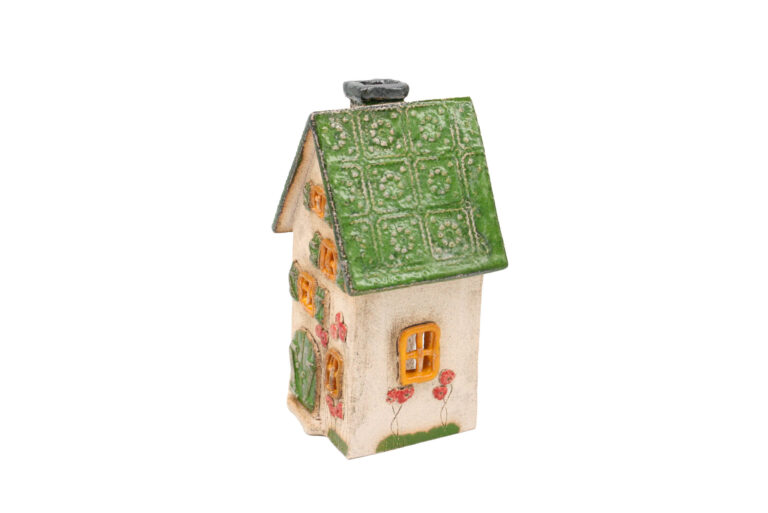 Domek ceramiczny na świeczkę – Zielony dach 5 (2) Domek ceramiczny na świeczkę – Zielony dach 5 (2)