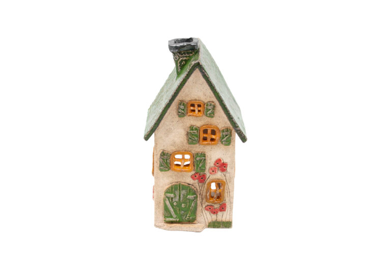 Domek ceramiczny na świeczkę – Zielony dach 5