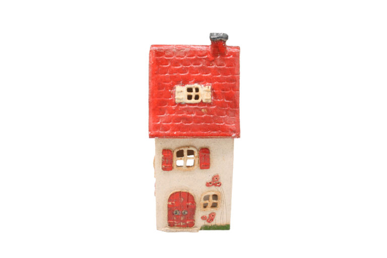 Duży domek ceramiczny na świeczkę – Czerwony dach