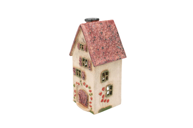 Duży domek ceramiczny na świeczkę – Różowy dach (2) Duży domek ceramiczny na świeczkę – Różowy dach (2)