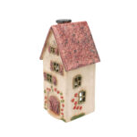 Duży domek ceramiczny na świeczkę – Różowy dach (2)